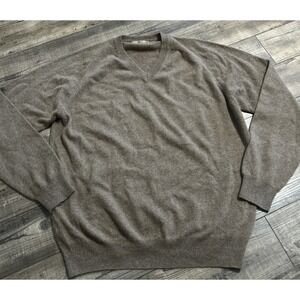 Raffi 100% Cashmere Long Sleeve V-Neck Pullover Sweater Brown Large